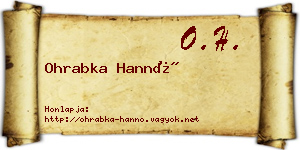 Ohrabka Hannó névjegykártya